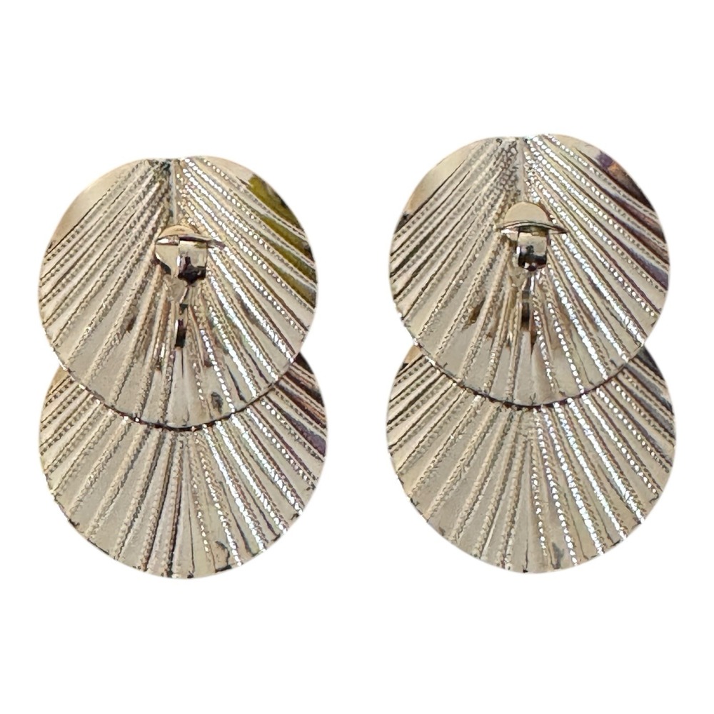 Vintage Park Lane Gold Tone Sea Shell Clip Earrings‎ Costume Estate